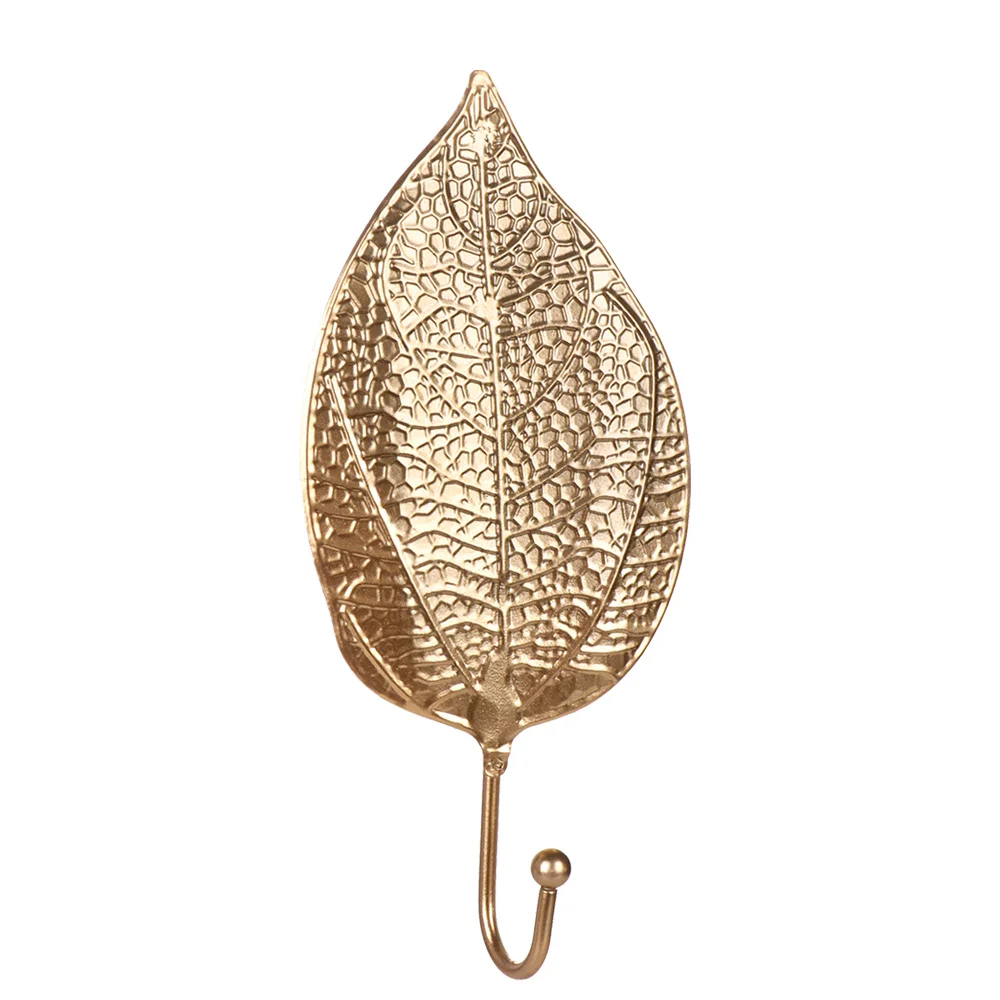 Gold/Green 1Pc Hanging Storage Rack Wrought Iron Hook Wall Hanger Creative Leaf Shape Nordic Style For Home Bathroom Decoration