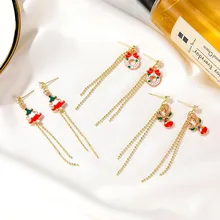 

Winter Crystal Tassel Christmas Earrings Fashion Snowflake Tree Geometric Alloy Earrings Female Child Christmas Jewelry Gifts