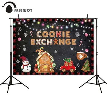 

Allenjoy Snowman Winter Banners Trees Candy Bar Bulb Curtain Christmas Wallpaper Banner Cookie Exchange Party Supplies Photocall