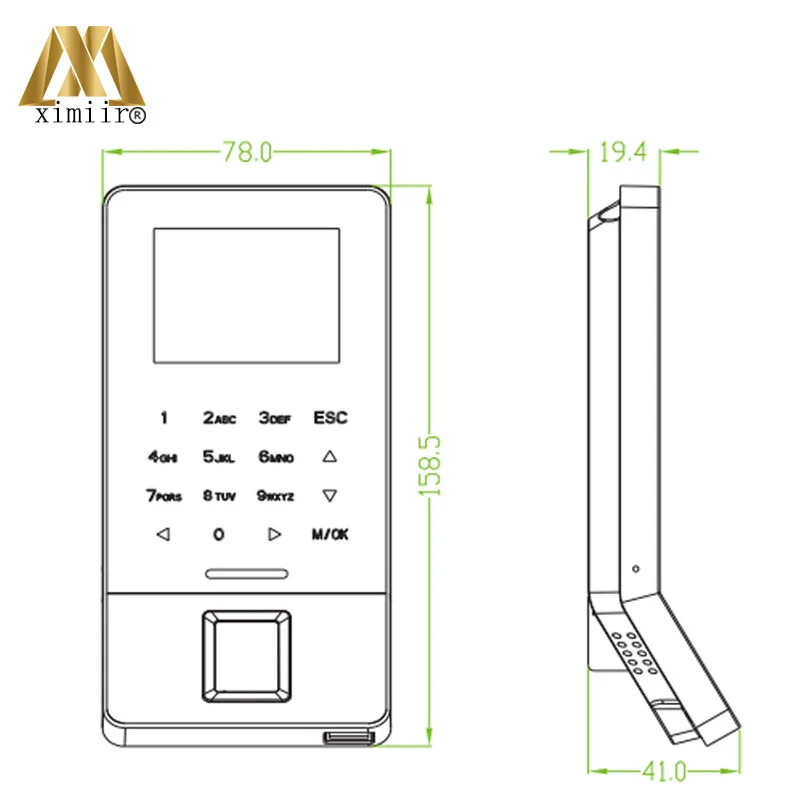 ZK F22 биометрическая система контроля доступа по отпечатку пальца с сенсорной клавиатурой 2,4-дюймовый контроль доступа к двери с посещаемостью времени Wifi