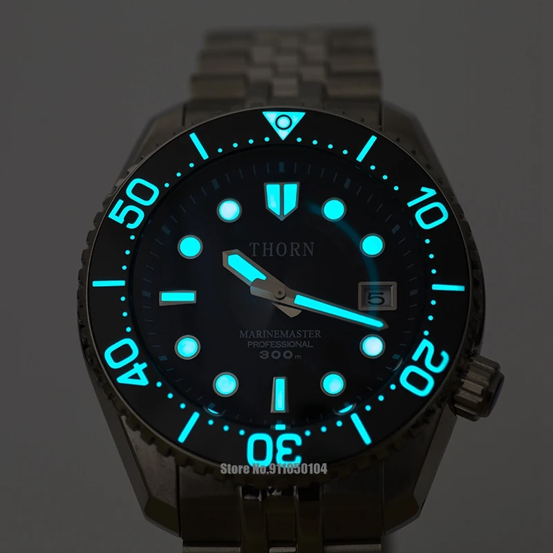 US $162.25 Heimdallr THORN MM Automatic Dive Watch 300M Waterproof Men Water Ghost Sapphire Glass Blue Luminous Dial Mechanical Wristwatch