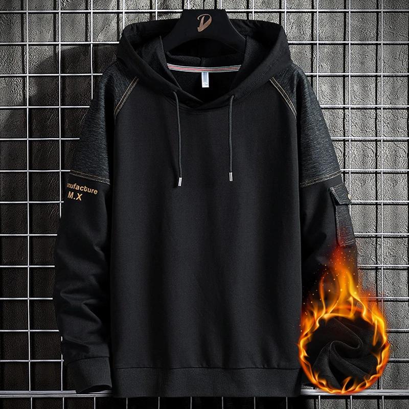 Sudadera con capucha gruesa cálida para hombre, suéter de algodón térmico de talla grande 6XL, 7XL, 8XL, color negro, Invierno|Sudaderas con capucha y sudaderas| - AliExpress