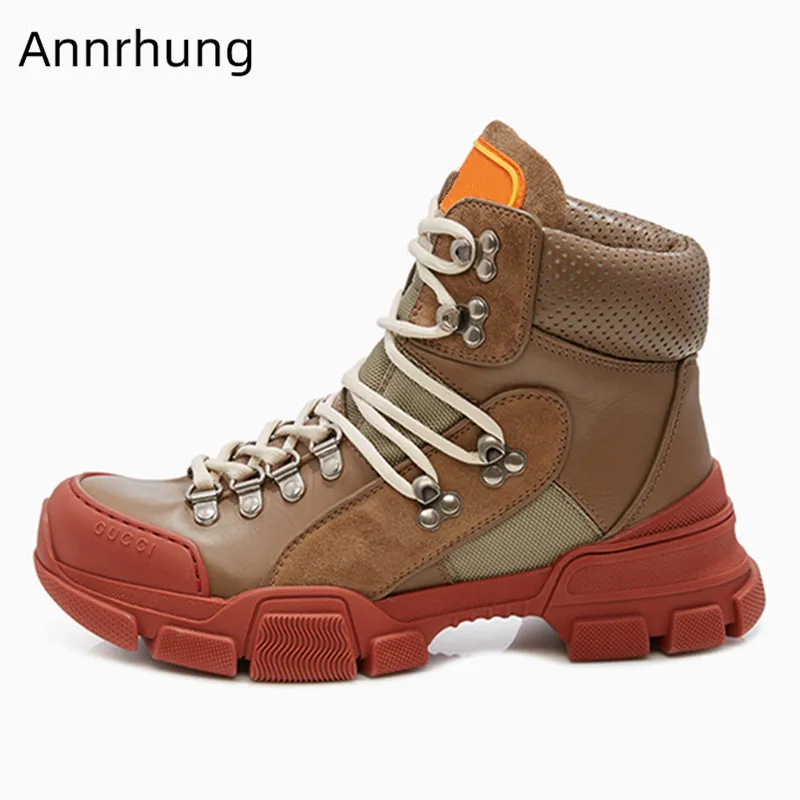

Cross Lace Up Woman Boots Thick Bottom Short Ankle Bottes Retro Patchwork Martin Boots 2020 Spring Fall New Coming Boots Women