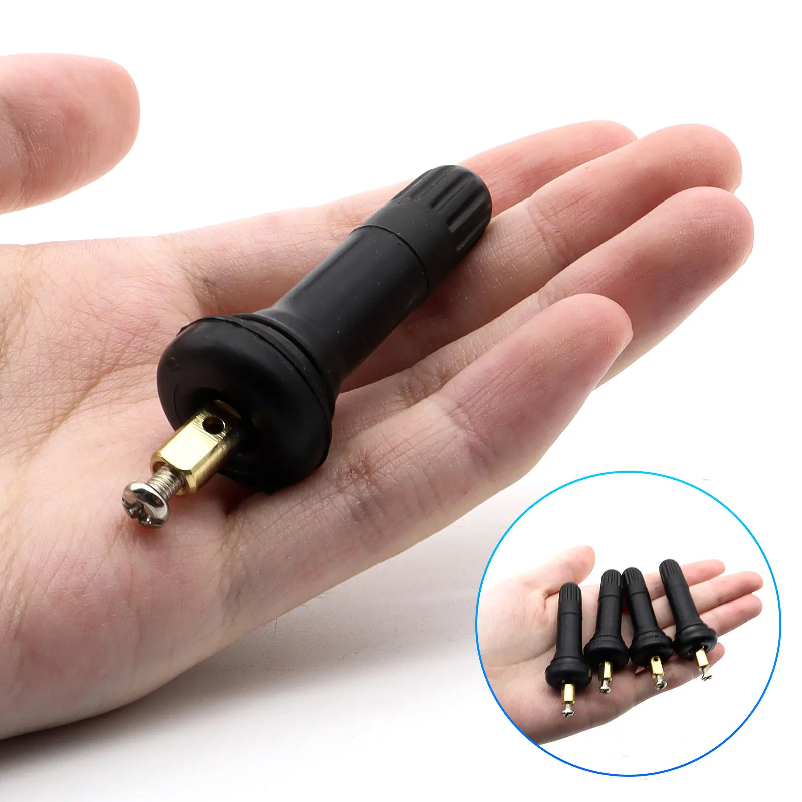 Tire Pressure Monitor 4 Pcs Rubber Valve Stems Tire Pressure Sensor Service Replacemen Repair Kit TPMS For GM Buick Ford Encore Cadillac Chevy Pontiac