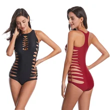 Черный Прозрачный женский купальный костюм, сексуальный бандаж, стринги, сдельный купальник, монокини для женщин, женский купальник с пуш-ап, Холтер, купальник для девочек