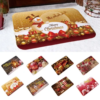 

1pc Christmas Floor Mat Santa Claus Anti-slip Kitchen Dinning Room Fireplace Soft Bedroom Carpet Rug Durable Xmas Home Decor