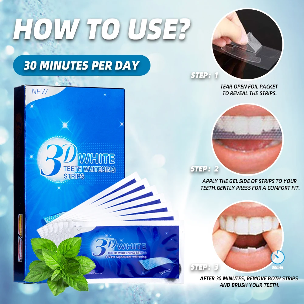 112 шт/56 пар 3D белые гелевые отбеливающие полоски для зубов, удаление пятен, гигиена полости рта, средства для отбеливания зубов