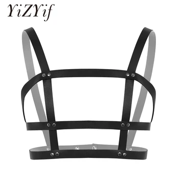 

Harness men wetlook zentai Punk Gothic PU Leather Body Chest Cage Harness Belt Cosplay Clubwear Costumes arnes hombre Waist Belt