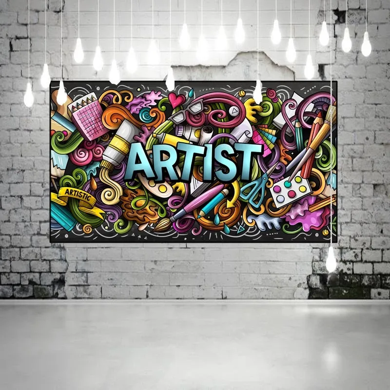 

No Frame Cartoon Graffiti Banner Abstract Poster on Canvas Religious Posters Prints Cuadros Wall Art Pictures for Living Room
