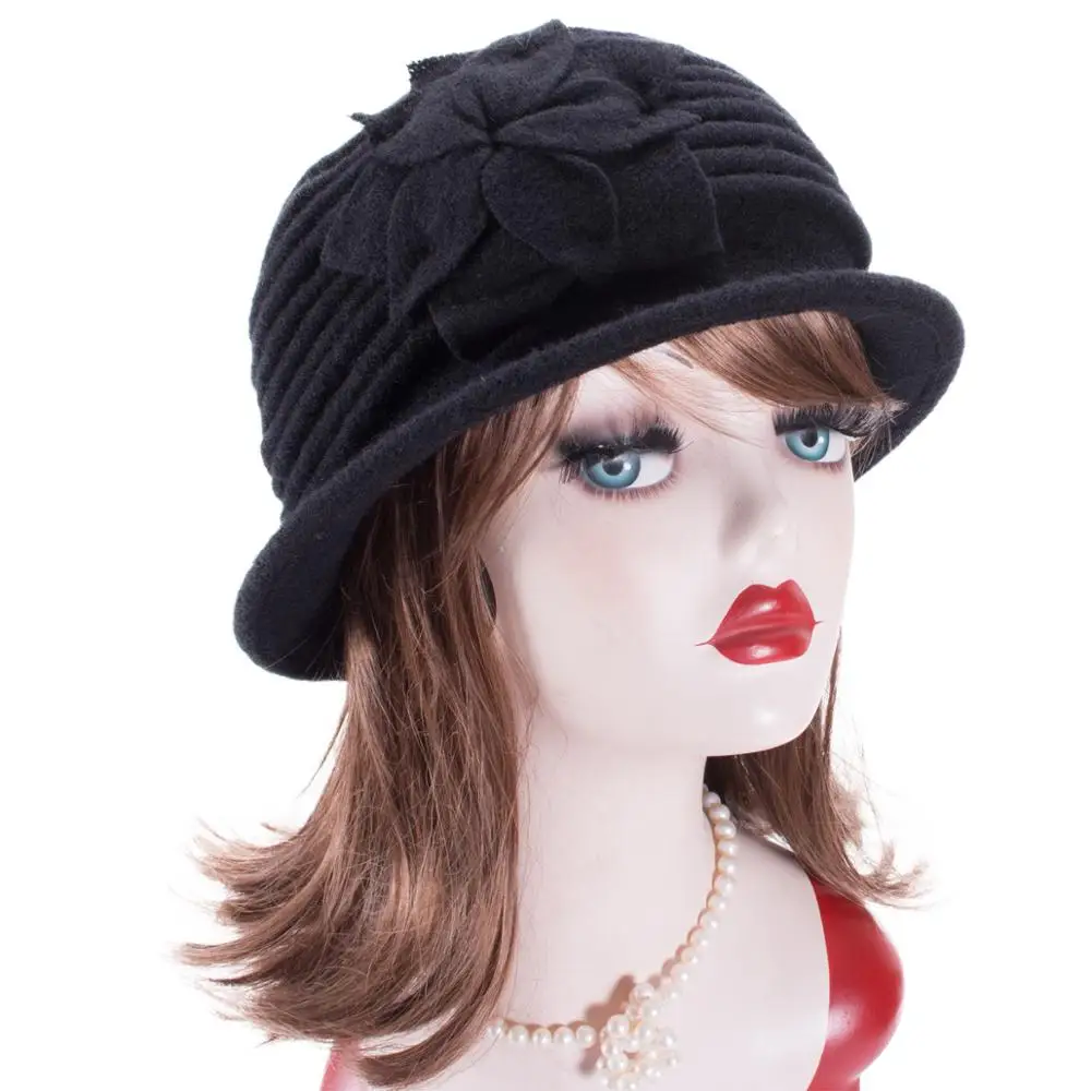 Lawliet женские 1920s Вид шерсть Берет Beanie Cloche ведро зимняя шапка A543