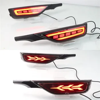 

CSCSNL 1 Pair Rear Fog Lamp 12V Car LED Rear Bumper Light Brake Light Flowing Turn Signal Reflector For Honda Jazz Fit 2018 2019