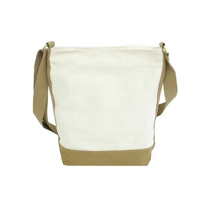 

Ougger Small Crossbody Ladies Bags Shoulder Bags Summer White Canvas Normcore/Minimalist Contrast Bag with Zipper for Shopping