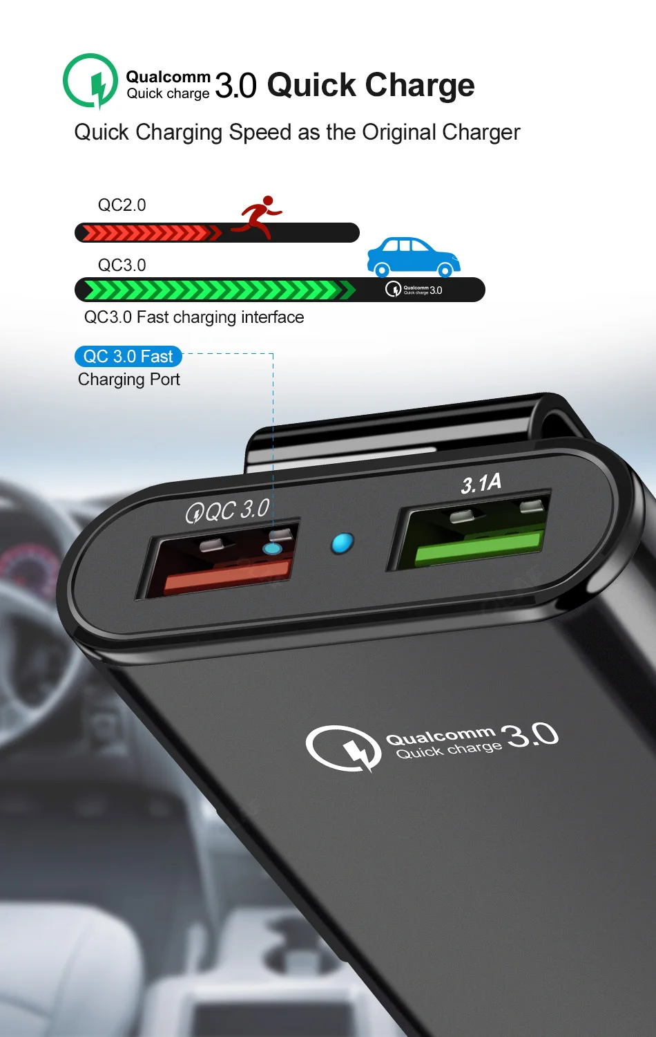 Быстро Зарядное устройство 4 Порты и разъёмы Quick Charge 3,0 3.1A зарядных порта USB для автомобиля Зарядное устройство Универсальный удлинитель кабеля для MPV Субару Outback Автомобильный держатель для телефона на Зарядное устройство для Iphone
