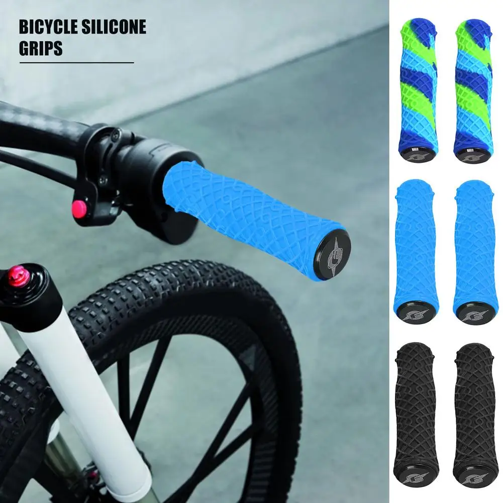 1 Pair Bicycle Handlebar Grips Smooth Soft Silicone Anti Slip Handle