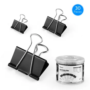 

30pcs Metal Binder Clips Paper Clamp for Book Stationery School Office Supplies Ticket Holders Black 19mm/ 25mm/ 32mm