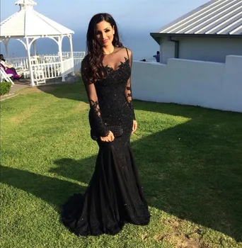 

abendkleider vestido de festa longo Evening dresses robe de soiree Floor Length 2019 long sleeve lace Formal evening dress