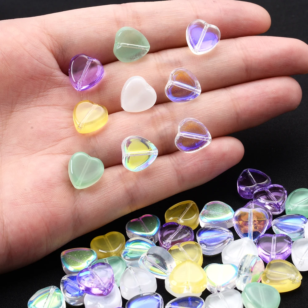 10mm Heart Crystal Beads Solid Loose Spacer Bead for Jewelry Making DIY Bracelet Necklace Earrings Crafts Accessories 30pcs | Украшения и