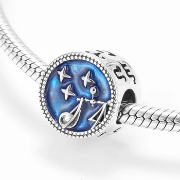 

Fashion 925 Sterling Silver Twelve Constellations Libra Star Sign Zodiac Beads Charm Fit Women Charms Bracelets DIY Jewelry