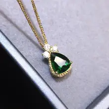 Цаворит подвеска 1.01ct 18K золотые ювелирные изделия природа зеленый цаворит Подвеска из драгоценных камней алмаз sPendant драгоценный камень ожерелья для женщин