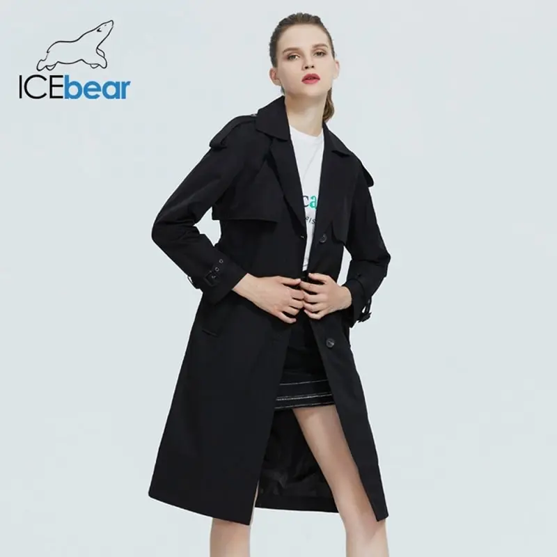 ICEbear 2021 женская осенняя ветровка высокого качества женский тренч с капюшоном