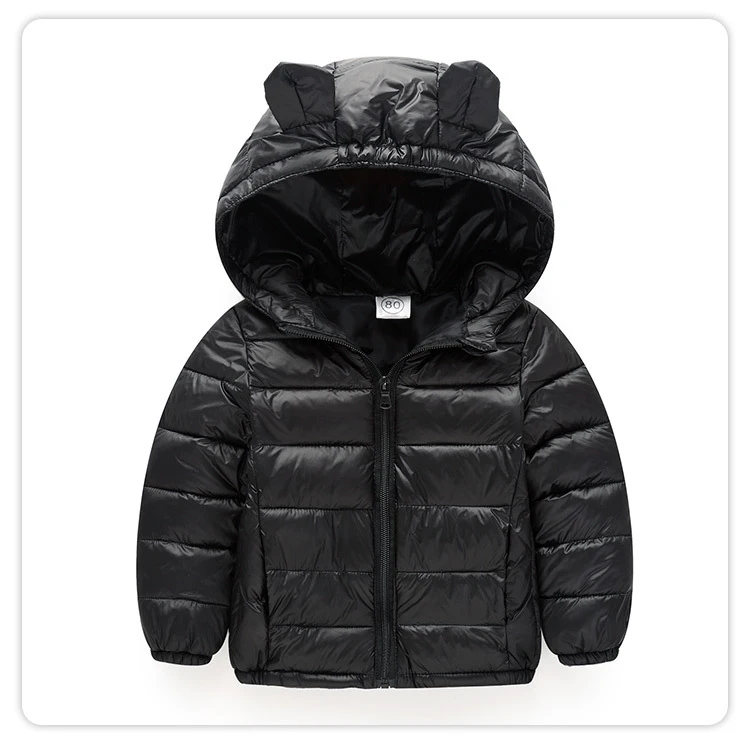 Зимние куртки для мальчиков; модные хлопковые толстые ветровки; Повседневная Верхняя одежда для маленьких девочек; Детское пальто с капюшоном; 13 цветов - Цвет: black