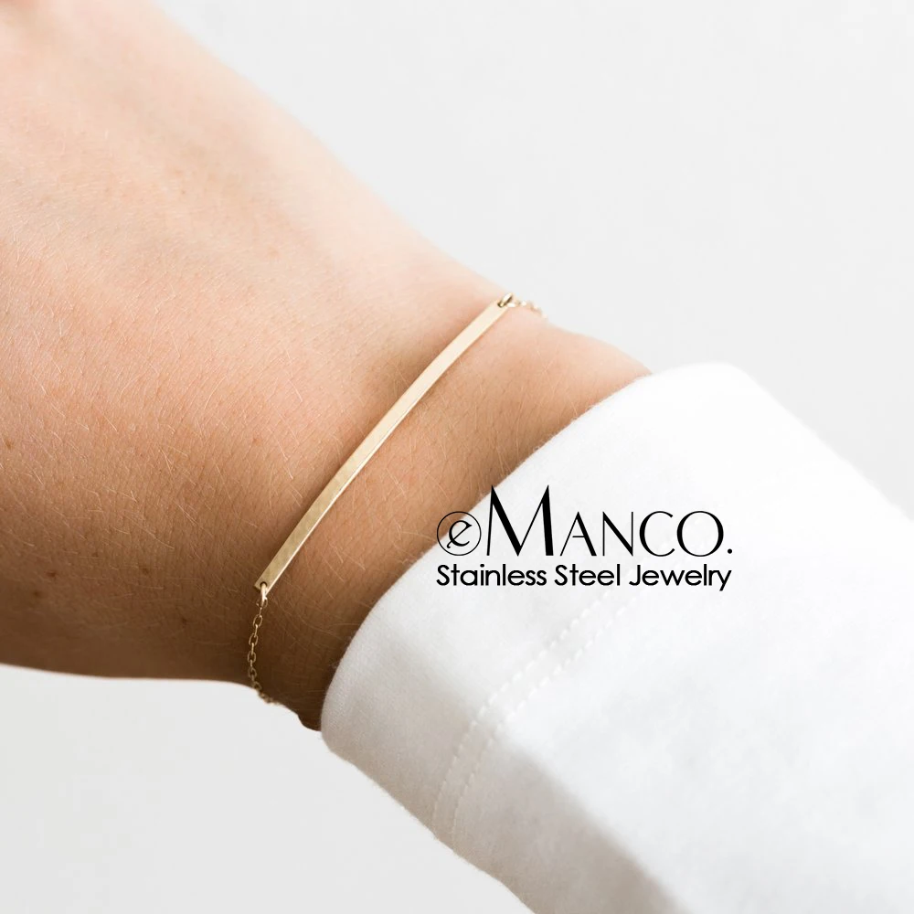 EManco минималистский Тонкий браслет для женщин из нержавеющей стали браслеты и браслеты дружбы ювелирные изделия Прямая