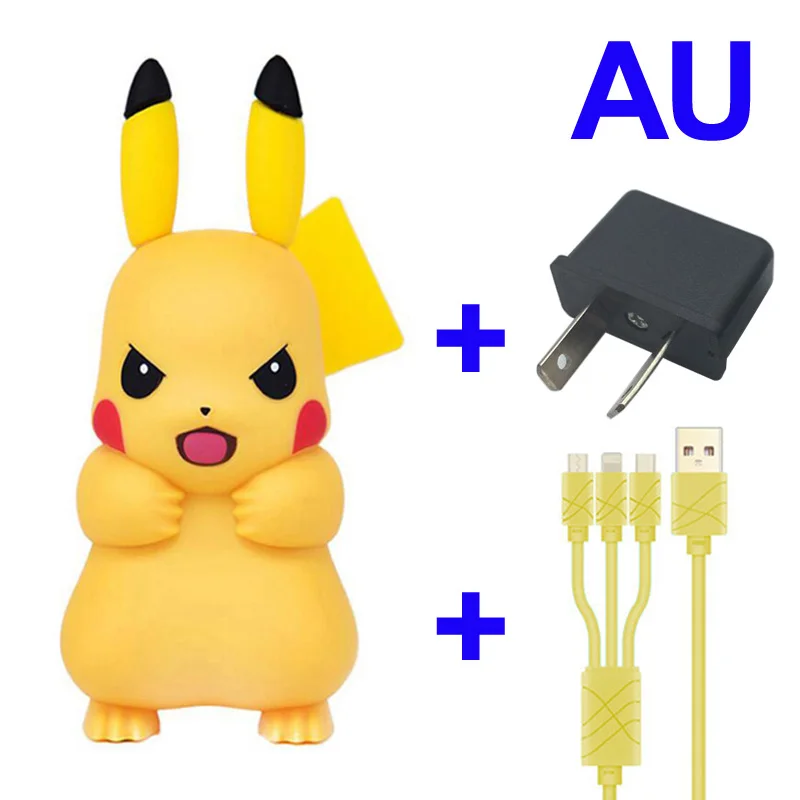 AU with Cable Милый адаптер для мобильного телефона Pikachue USB зарядное устройство для iPhone Xs Xr Max X 8 7 6s 6 Plus 5 5S 5c разъем - Тип штекера: AU with Cable