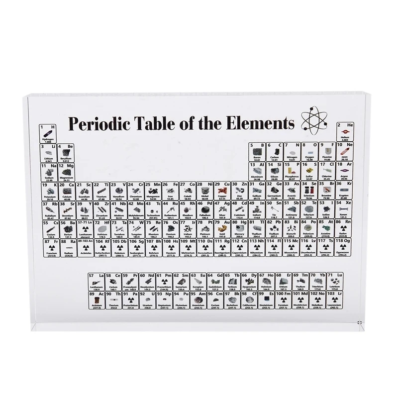 Acrylic Periodic Table Display With Real Elements Kids Teaching School Supplies 