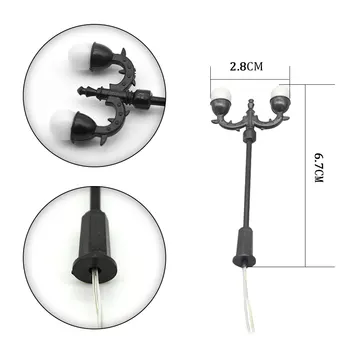 

LED Warm White Miniature Lamppost Double-head Scale Model Railway Train Lamp Street Lights For Sale Toys Plastic Diorama