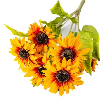 

Sunflower Decor Silk Artificial Flowers Fake Plastic Bouquet Flowers Ornament For Home Office Party Garden Hotel Wedding Deco