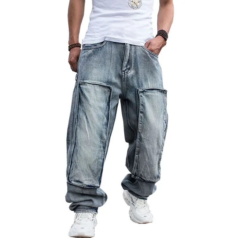Baggy Jeans Mens Straight Denim Cargo Pants Biker Jeans Men Baggy