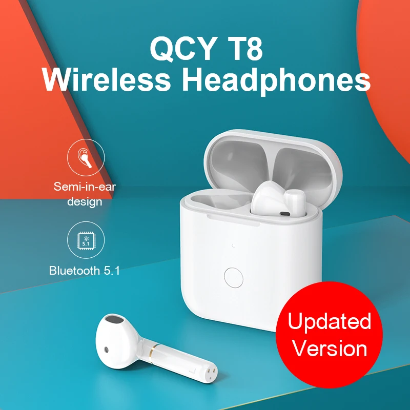 QCY T8 Беспроводные спортивные наушники Bluetooth V5.1 полупроводниковые Met Type-C интерфейс
