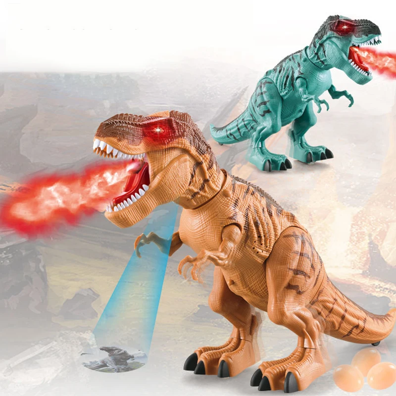 Big Size Electric Dinosaur Tyrannosaurus Rex Walking Spray Lay Egg Light Sound Animal Model Simulation Toy For Children Boy Gift
