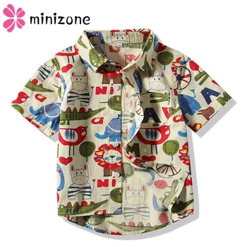 

Brand Summer Boys Shirt Cartoon Print Kids Shirts Fashion Cotton Soft Short Sleeve Baby Boy Shirt For Children Clothes New 2019