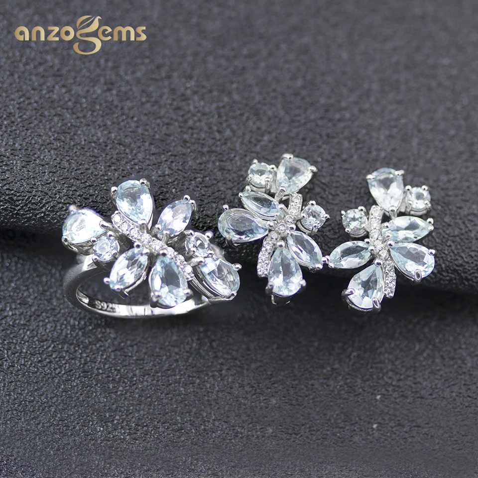 Женские Ювелирные изделия из аквамарина Anzogems ювелирное изделие настоящего