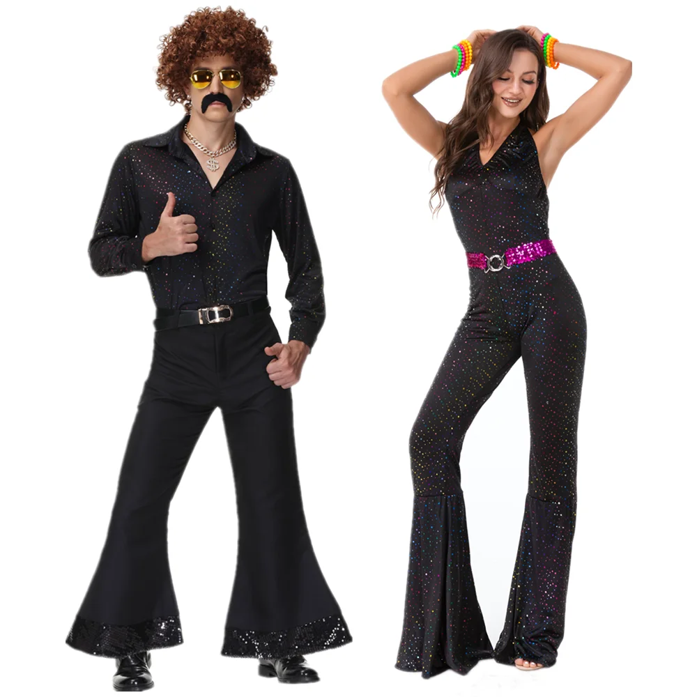 

Halloween Carnival Party Adult Vintage 60s 70s Hippie Costume Couples Cosplay Music Festival Retro Disco Fancy Dress