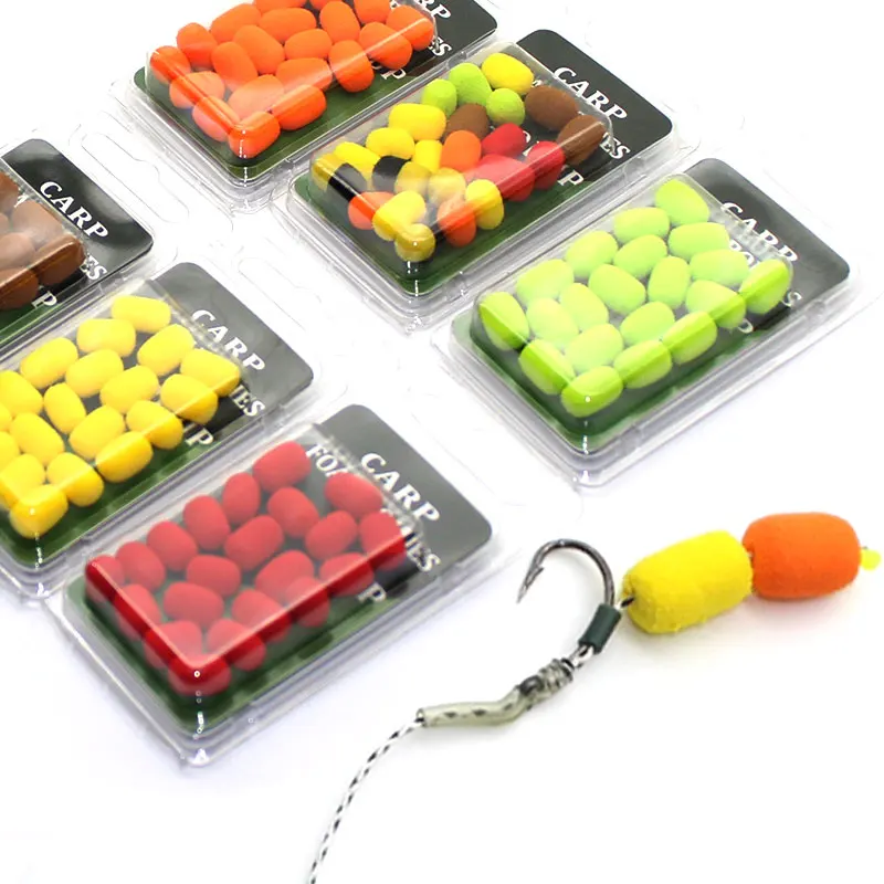 20 billes flottantes bicolores pour montage hair rig - appât carpe méthode et feeder