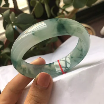 

zheru jewelry natural Myanmar jadeite 54-64mm blue flower two-color bracelet elegant princess jewelry best gift