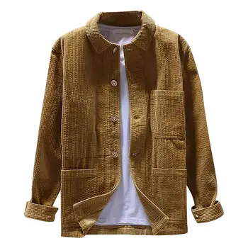 

Men Coats Jackets Spring Autumn Solid Color Long Sleeve Thin S-lim Jackets Turn Down Collar Buttons Pockets Coat Mens Jackets