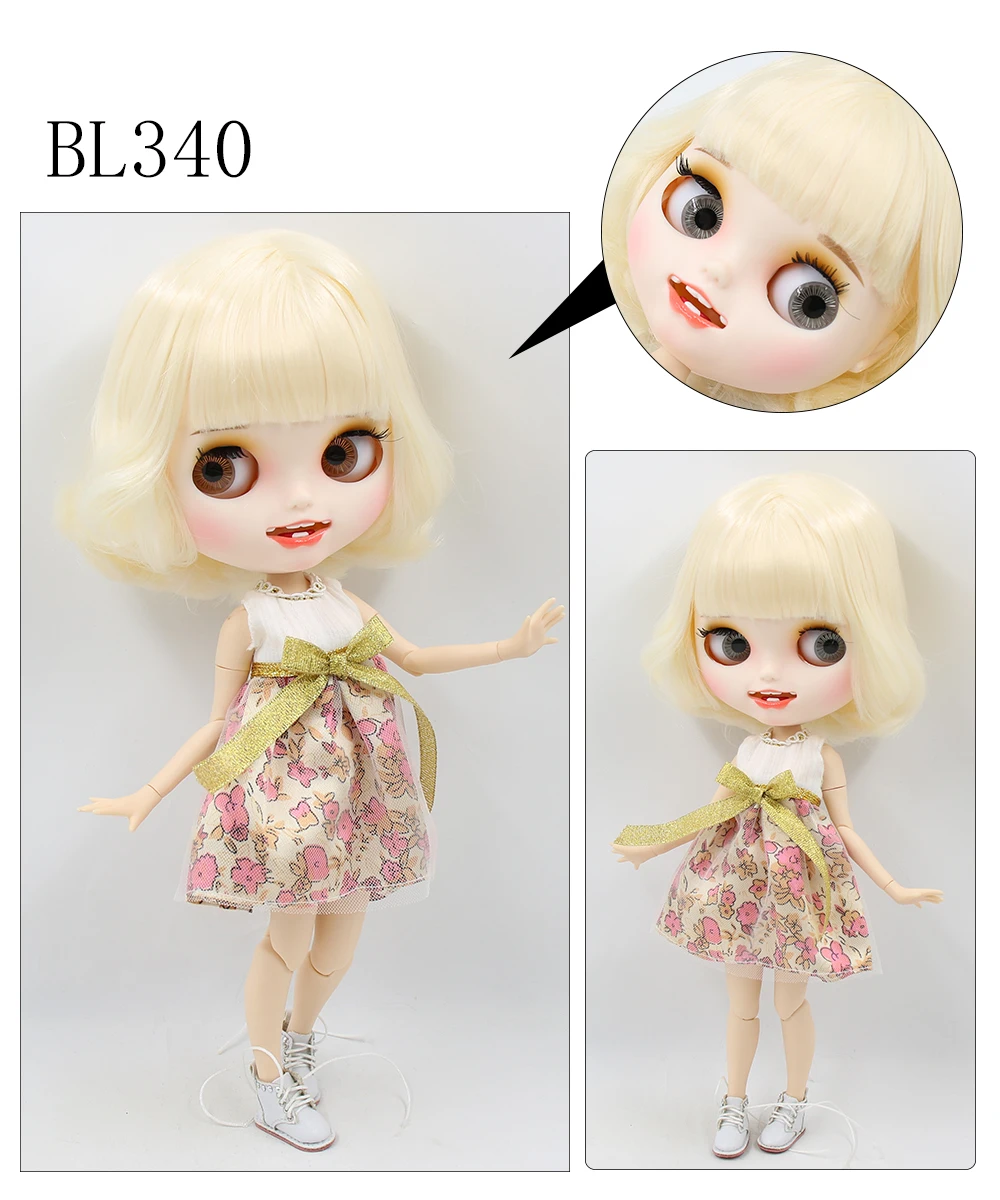 Neo Blythe Doll with Blonde Hair, White Skin, Matte Smiling Face & Custom Jointed Body 1