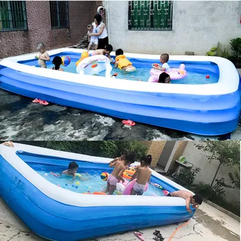 

2.6m 3/4-Layer Inflatable Swimming Pool Thick PVC Adults Kids Pool Bathing Tub Outdoor Indoor Swimming Pool for Children Toys