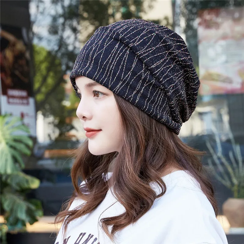 

1pcs Women's gorras Beanies Caps 2020 Summer Cotton stripe Ventilation elastic Travel Headscarf Ladies Casual Skullies Hats