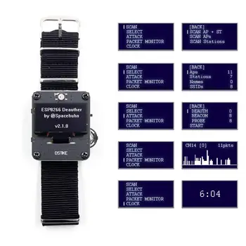 

DSTIKE Deauther Wristband WiFi Attack/Control/Test tool ESP-07 1.3OLED 600mAh battery RGB LED no PB ESP8266
