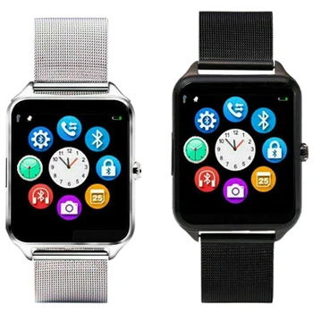 

2x Z60 Smart Watch Metal Strap Support Camera SIM Compatible Android PK Y1 S8 X7D DZ09 V8 Watch(Black&Silver)
