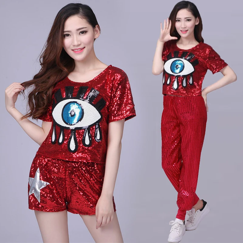 New Ds Costumes Female Adult Temperament Elegant Suit Loose Street Dance Modern Youth Sequins Hip Hop Jazz Costume |