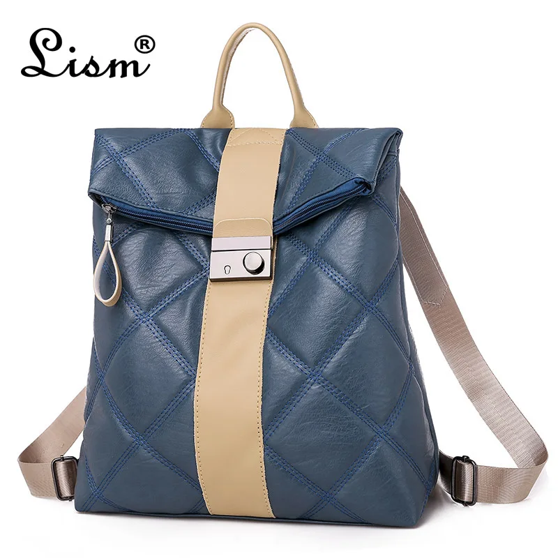 

Famous brand quilted stitching backpack 2019 new retro college style youth girl bag fashion travel bag black