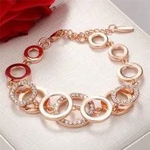 Браслет и браслеты для женщин из розового золота и серебра, стразы, двухслойные круглые женские браслеты