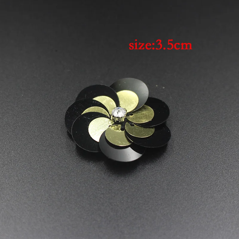 Ожерелья из разноцветных камней в форме блесток цветок ткань нашивки вышитый бисером цветок аксессуары женская одежда декоративная аппликация - Цвет: Черный