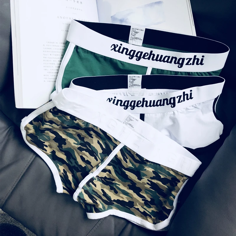 

3Pcs Men Underwear Cotton Boxer Simple Fashion Camouflage Underwear Boxer Men Individuality Short Boxer 2020 High Quality