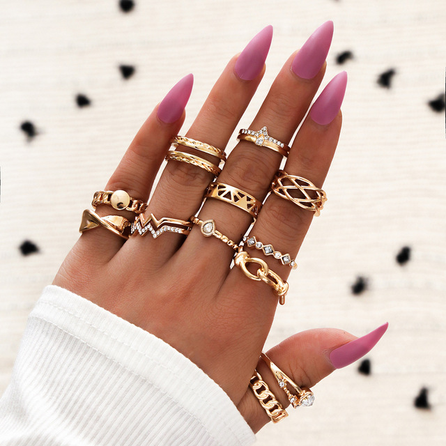 style gold rings for girls boho jewelry women evil eye ring slytherin ring set anillos finger bague schmuck accessories
